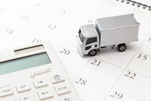 camion de déménagement sur un calendrier